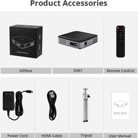Projecteur Pico DLP Full HD 720P, prise en charge 4K, projection à 3m, home cinéma à courte focale, batterie intégrée, Android, portable