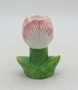 <span class=keywords><strong>Vase</strong></span> en céramique jaune et blanc en forme de tulipe avec base en feuille verte, décoration d'intérieur, porte-fleurs - Product Image 5