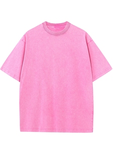 Livraison GRATUITE – T-shirt Oversize en Coton 100% Lavé à l'Acide, Confortable, Style Urbain, Couleur Unie, Tricoté, Vente Flash - Product Image 4