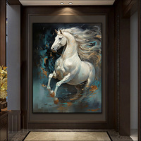 Peinture sur toile sans cadre de cheval, peintures murales décoratives de chambre à coucher de porche de salon peinture de diamant de cristal de LED peintures d'animaux