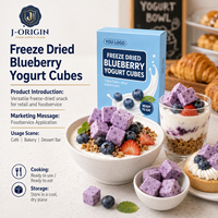 Cubos de Yogur con Arándanos Liofilizados, Listos para Comer, Lácteos, OEM/ODM, Marca Privada, Proveedor Mayorista, Servicio de Alimentos, China, 50g