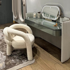 luxury dressing chair Winado Off White Velvet Side Chair with Cushion