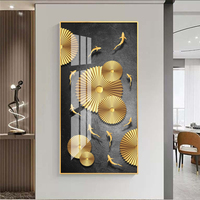 Peinture murale abstraite de luxe en porcelaine cristalline, motif 9 carpes koï porte-bonheur, art moderne pour salon, vente en gros