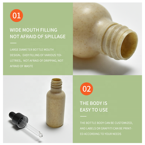 Flacon à pompe en plastique recyclable de 30ml avec bouchon noir Emballage cosmétique en <span class=keywords><strong>paille</strong></span> de blé pour compte-gouttes d'essence pour shampoing lotion visage - Product Image 5