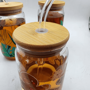 <span class=keywords><strong>Prix</strong></span> usine 750ml 850ml Bouteille de jus de café en verre transparent avec couvercle en bambou et paille - Product Image 6