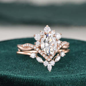 Conception de vente chaude bijoux Moissanite personnalisés mode 14k or anneaux de mariage ovale coupe diamant bague de fiançailles