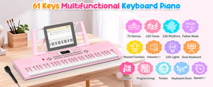 Teclado Electrónico <span class=keywords><strong>Piano</strong></span> de 61 Teclas con Luz LED, Micrófono Portátil, Atril para Partituras, Pegatinas de Notas Musicales, Conector de 3.5mm/USB - El Mejor - Product Image 5