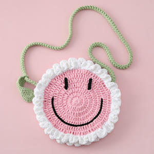 Borsa a Tracolla in Lana per Studenti con Grande Sorriso, Espressione Gialla, Rosa Ecologica, Alta Qualità, Forma di Foglia, per Tutte le Stagioni, Uso Interno - Product Image 3