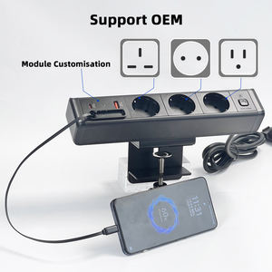 Primera toma de corriente de montaje en abrazadera de Mesa de la industria con un cable USB C retráctil UK/EU/US Desktop Power Delivery - Product Image 2