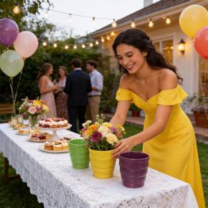 HARVIT Pots de fleurs d'intérieur/extérieur à bas <span class=keywords><strong>prix</strong></span>, é<span class=keywords><strong>l</strong></span>égants pots de jardin en porcelaine en forme de V, pots écologiques et durables - Product Image 5