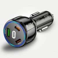 Ladegeräte Adapter 1 USB QC-Anschluss 2 USB-C PD-Anschlüsse 90W Auto-Ladegerät Schnellladung USB-Autoladegeräte