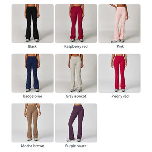 Pantalons de yoga évasés taille mi-haute pour femmes, devant plat, anti-boulochage, fitness d'hiver, course à pied, exercice - Product Image 2