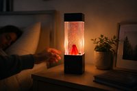 Mini lampe de table décorative carrée noire à LED en ABS, taille moyenne, blanc chaud, pour la décoration de la maison, de la chambre à coucher, cadeau