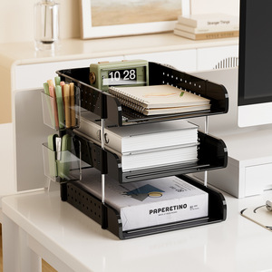 Clear Acrylic Desktop Organizer 4 Layers A4 <b>File</b> Storage <b>Box</b> Office Stationery Holder Workstation Document Tray - Product Image 2