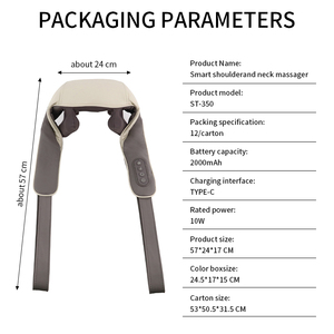 Adjustable Ergonomic Cordless Deep Tissue Neck Massager Heat With Nodes Shiatsu for Stiffness Office Workers ST-350 Adjustable E - Product Image 6