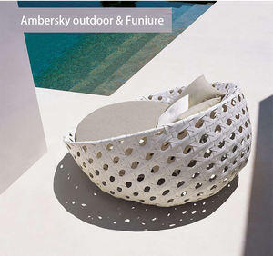 Sofá <span class=keywords><strong>Cama</strong></span> Metálico para Exterior, Tumbona Reclinable Doble para Patio, Balcón, Terraza, con Cojines Mediterráneos - Product Image 4