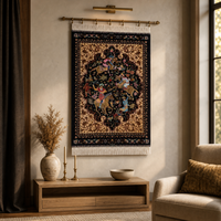 Tapis de sol tissé en modal doux, motif cheval de chasse noir et or, style persan, 60*90cm, pour grossistes