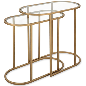 Juego <span class=keywords><strong>de</strong></span> 2 Mesas Auxiliares Modernas Minimalistas <span class=keywords><strong>de</strong></span> Metal y Vidrio, Color Negro Mate, Tamaño y Color Personalizables para el Hogar, Hotel, Mercana' - Product Image 5