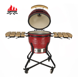 KIMSTONE Fabricant Four à rôtir en céramique Kamado rouge de 18 pouces pour poulet, rôtissoire, Caja China Asador - Product Image 1