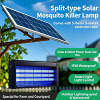Tueur de moustiques solaire à LED de type split, en acier inoxydable, avec commande par bouton ; Grande taille, étanche, pour extérieur