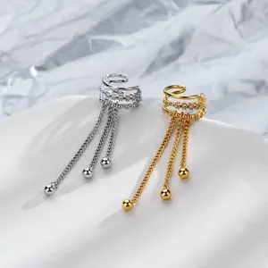 <span class=keywords><strong>Orecchini</strong></span> a Clip Coreani alla Moda con Nappine per Ragazze e Donne, Colore <span class=keywords><strong>Argento</strong></span> con Zirconi, Senza Foro, Gioielli per Cartilagine LAMOON - Product Image 5