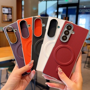 เคสโทรศัพท์หนังขอบเงินเคลือบไฟฟ้า พร้อมแม่เหล็ก สำหรับ <span class=keywords><strong>Samsung</strong></span> Galaxy zfold8 zfold7 fold6 fold5 fold4 fold3 fold2 w26 23 24 - Product Image 1