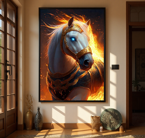 Decoração Moderna para Casa, Pôster de Cavalos Dourados e Brancos, Impressão em Papel à Prova d'Água, Pintura em Cristal de Porcelana, Tamanho Grande - Product Image 4