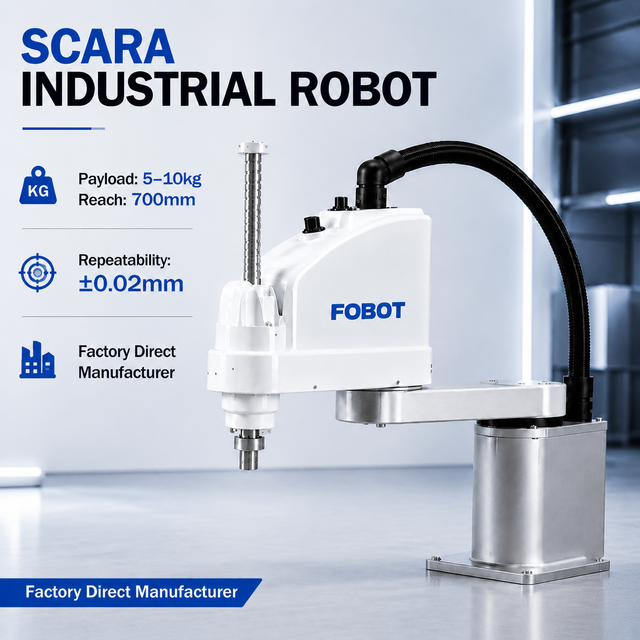 FOBOT MB10SC-700 4 Axis SCARA Robot Arm 700mm Reach 10kg Payload 0.02mm Precision High Speed 220V 1 Year Warranty for Sorting