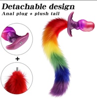 Plug anal en acier inoxydable avec queue de renard en verre et gode réaliste détachable, étanche IPX6, sensation de toucher réel pour le sexe anal