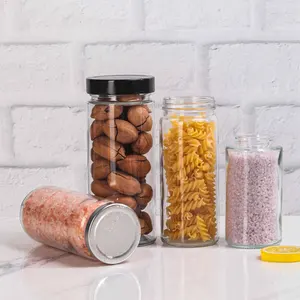 Household Coffee Beans Chickpeas Spice Round Storage Jar 300/480/730ml Snack Food Straight Glass Jar with Screw Lid Supplier