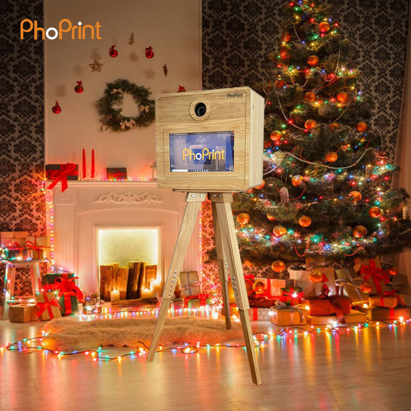Wooden Photo Booth Shell Wood Vintage Shell Selfie Photobooth - Wedding Touch Screen
