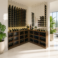 Casier à vin flottant personnalisé en gros avec pinces argentées Meubles de maison en aluminium et bois massif pour le stockage des bouteilles de vin