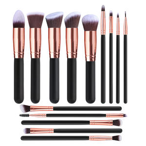 Set Kuas Makeup Kayu Profesional 14 pcs Premium dengan Logo Kustom, Bulu Sintetis untuk Aplikasi <span class=keywords><strong>Foundation</strong></span> dan Concealer - Product Image 2