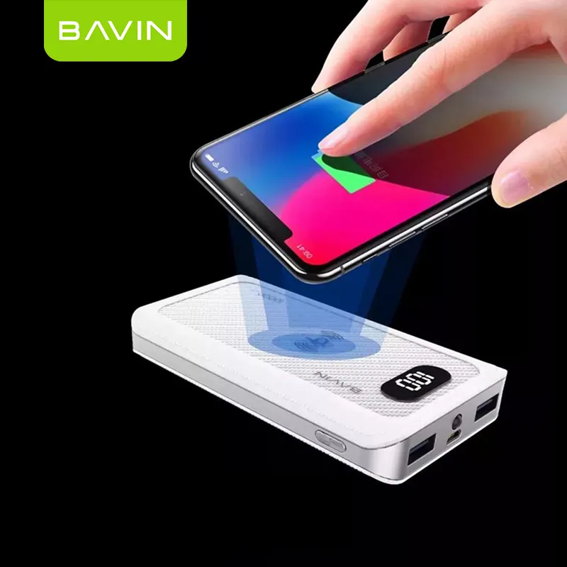 Bavin Charger Nirkabel untuk Menikmati Menonton Pengisian Cepat QC 3.0 Charger Ponsel Power Bank