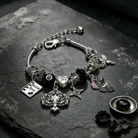 Bracelet Fanhua Jewelry, best-seller TikTok, en acier inoxydable plaqué or, étanche, avec motifs Corbeau, Rose, Pique et Boule 8
