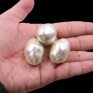 25*34mm Large Size Baroque Potato Shaped Glass Pearl Beads Irregular Half-Drilled Hole Crystal Material Jewelry Makings Loose