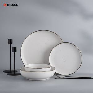 Bắc Âu đám cưới sang trọng món ăn trắng tấm ăn tối Bộ đồ ăn đặt tùy chỉnh Vàng cạnh gốm bộ đồ ăn đặt - Product Image 4