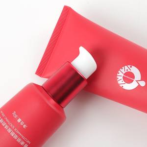Flacon cosmétique vide en plastique souple rouge de 80g pour crème pour les yeux avec tête de pompe à vide à pression de 40 mm de diamètre - Product Image 3