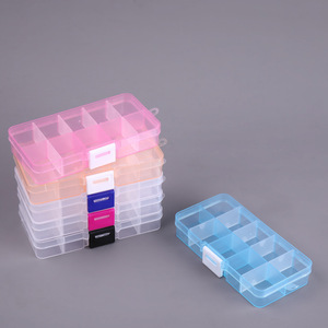 Caixa de Armazenamento de Unhas em Plástico PP Reciclável Transparente com 10 Compartimentos Vazia para Pedras Preciosas e Joias - Product Image 1