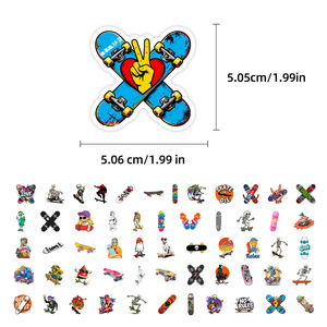 New 56 <b>Sheets</b> Cool Skateboard Stickers Creative Street Style Cool Skateboard Decoration Material Waterproof Graffiti Stickers - Product Image 4
