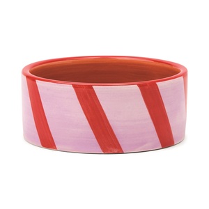 Izzy Wine <b>Coaster</b> Lilac And Rust Striped <b>Ceramic</b> Drink Holder - Product Image 1