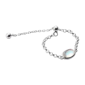 FY-JZ110 Anello da Donna di Alta Gamma con Pietra Blu in Argento <span class=keywords><strong>Sterling</strong></span> S925 Design di Nicchia alla Moda con Catena Morbida Estraibile Zircone per Indice Regolabile - Product Image 5