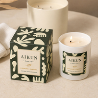Bougie parfumée personnalisée en cire de soja, échantillon d'un jour, conception par équipe de designers ODM AIKUN, marque privée, vente en gros, cadeau en vrac