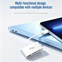 Lecteur de carte mémoire SD TF multiport, entrée USB-C 2.0 avec port USB supplémentaire, compatible avec les appareils photo numériques, les tablettes et les smartphones USB-C