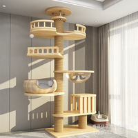 Premium 360 °   Arbre à chat rotatif en bois massif, multi-niveaux, résistant aux griffures, pour jouer et se reposer