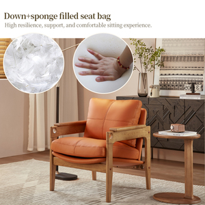 Fauteuil de salon en bois massif et cuir PU, durable, écologique, pour la maison, le <span class=keywords><strong>bureau</strong></span>, la chambre à coucher, design moderne, salle à manger, salon, hôtel, villa - Product Image 5