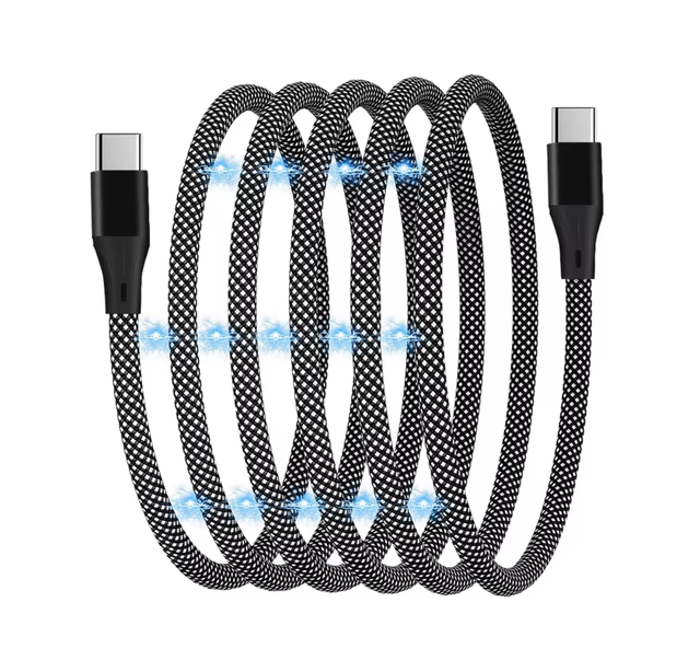 60W USB-C 1.2m Fast Charging 3A Magnetic Cable Nylon Jacket Braid 60W USB-C Magnetic Cable 1.2m 3A Fast Charging Data Transfer