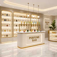 Meubles de magasin de parfums de luxe sur mesure, étagères d'exposition de parfums à LED et vitrines, solution clé en main pour l'aménagement de boutique