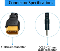 Câble en silicone DAJIANG OEM 18AWG XT60 mâle DC5521 2M pour station d'alimentation portable, panneau solaire, générateur d'énergie solaire