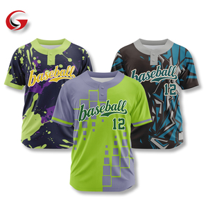 Maillot de baseball respirant en polyester pour homme grande taille avec boutons, broderie et impression par sublimation, modèle vierge ZP25033 - Product Image 1